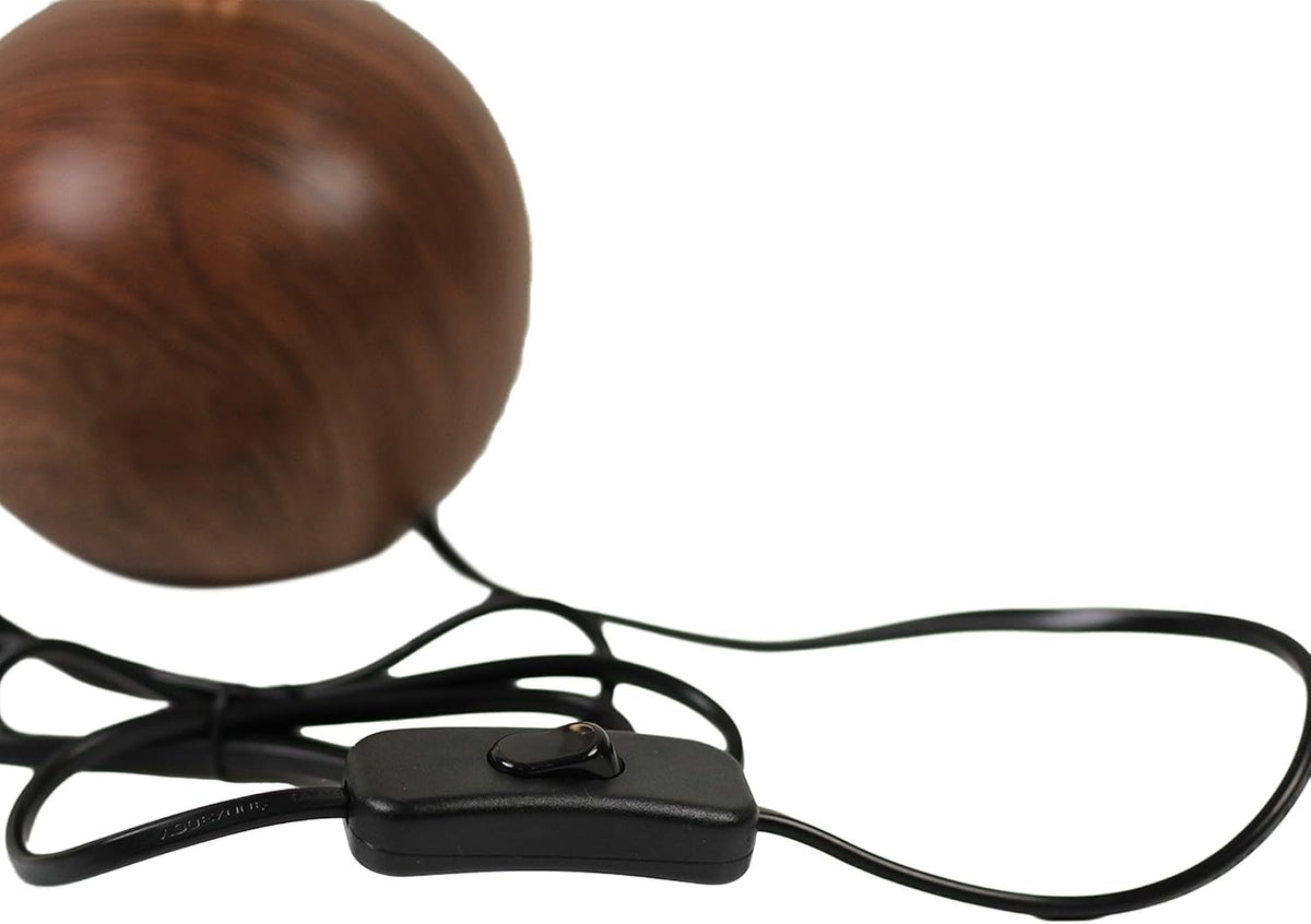 solenttrapshop Ceramic Globe Table Lamp – Walnut Base, Beige Shade