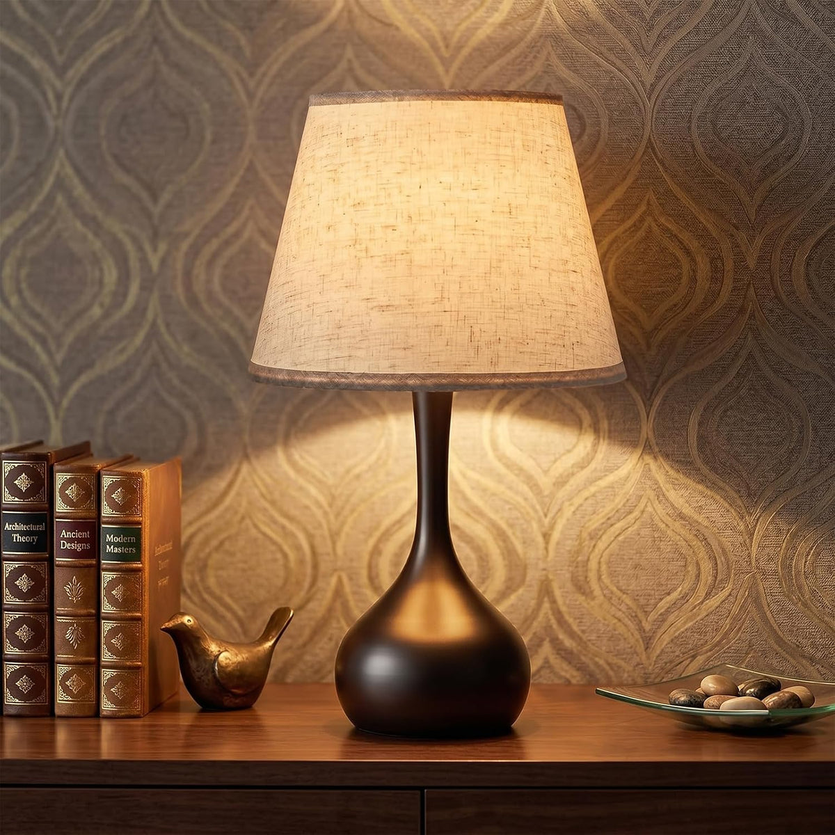 solenttrapshop Touch Bedside Table Lamp – 3-Way Dimmable with Fabric Shade