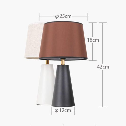 solenttrapshop Modern Bedside Table Lamp – Linen Shade, Black Metal Base