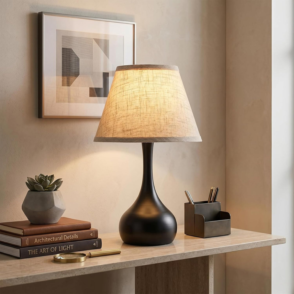 solenttrapshop Touch Bedside Table Lamp – 3-Way Dimmable with Fabric Shade